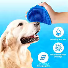 Dog Bath Brush Silicone Pet Massage Brush, Pet Shampoo Brush Massage Rubber Bathing Comb with Adjustable Circular Handle